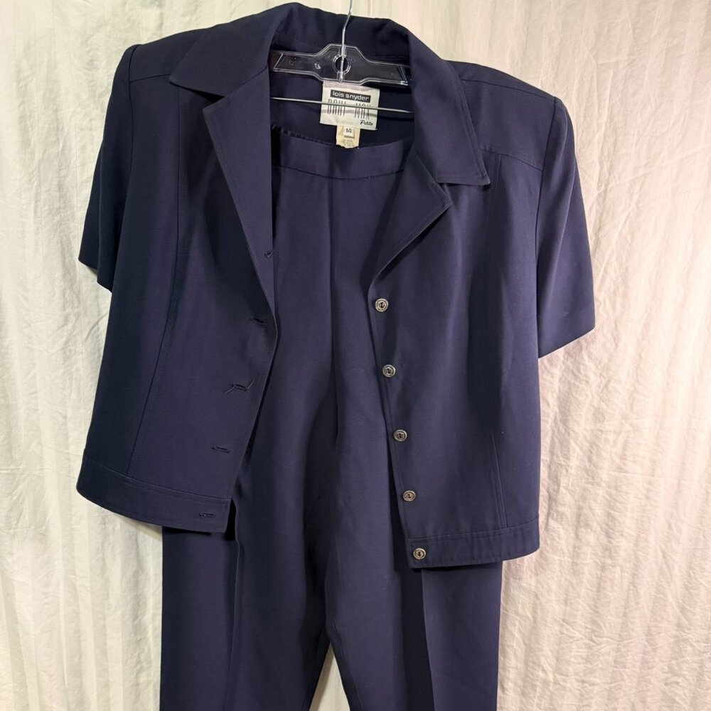 Vintage Lois Snyder Dani Max Petite Pantsuit – Navy – Size 14 Petite – Classic &